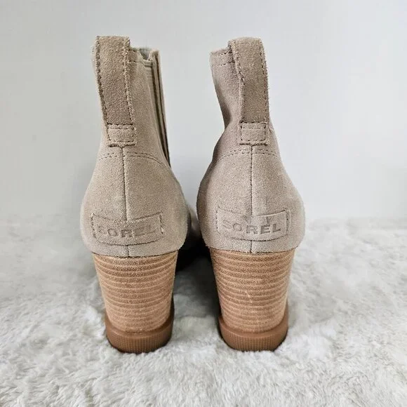 Sorel Joan Uptown Light Tan Chelsea Wedge Boots Suede Bootie 10 - Picture 7 of 12